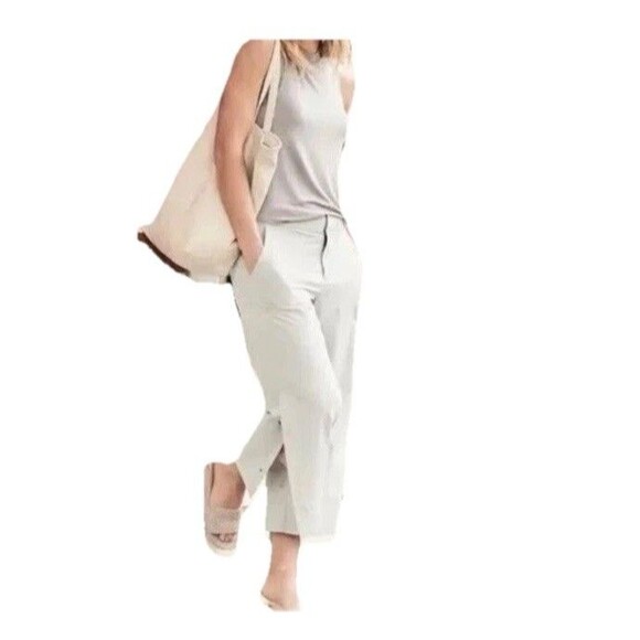 Athleta Womens Tribeca Wide Leg Crop Pants Gray Stretch Lightweight Sz 4 - Picture 3 of 16